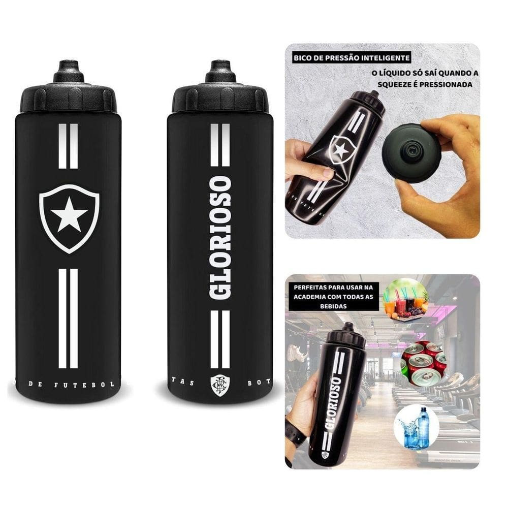 Squeeze 950Ml Garrafa Preto Trooper Bico Inteligente Pressão