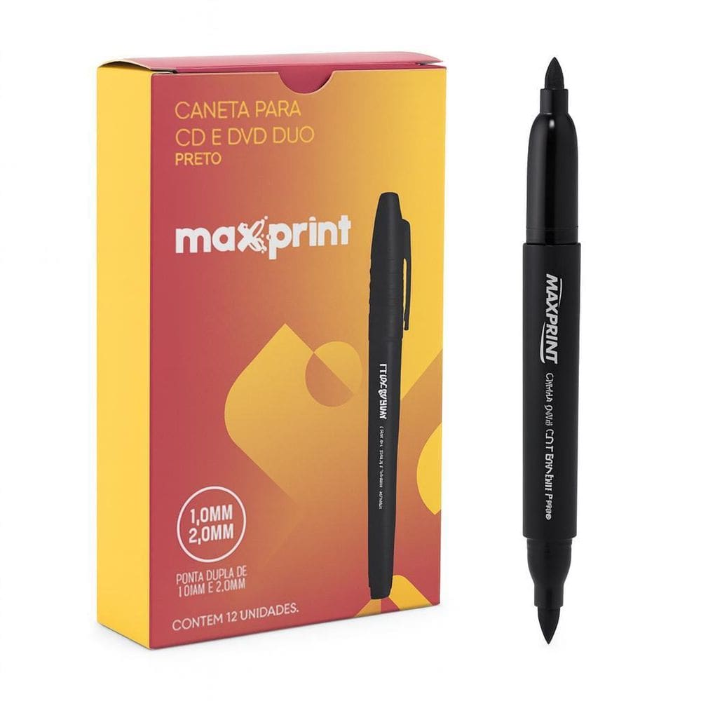 Caneta Marcador Maxprint Cd/Dvd Mark+ Duo Preto