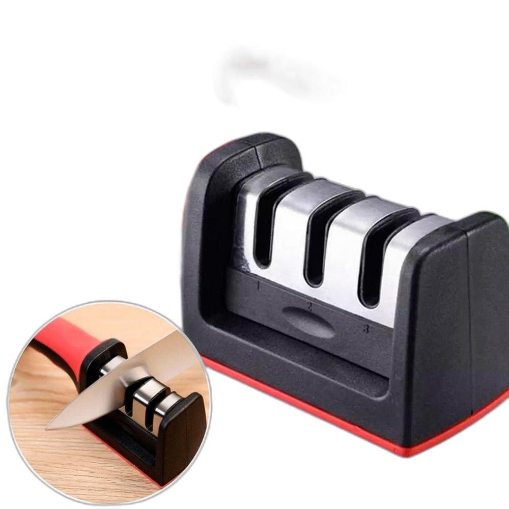 Afiador Amolador Manual De Facas Diamantado Vermelho