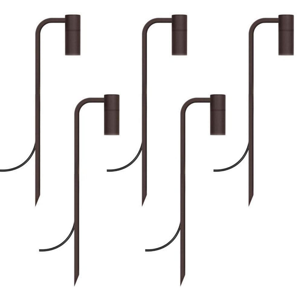 Kit 5 Luminárias Espeto De Jardim Foco Balizador Marrom 50Cm