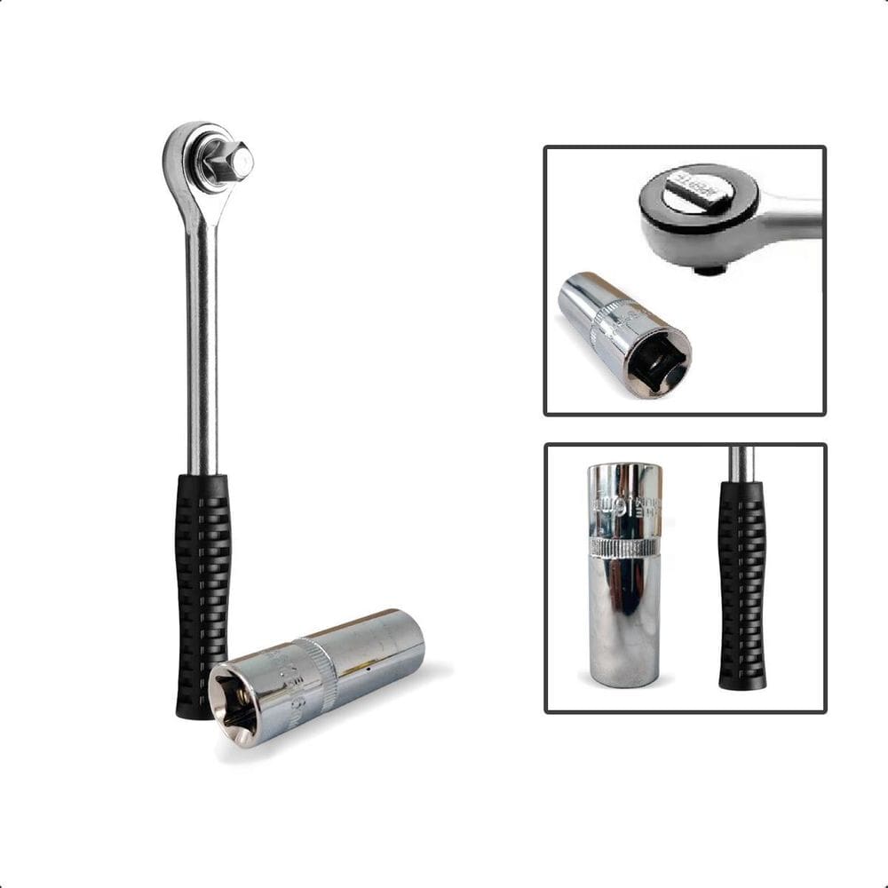 Kit Chave Catraca 1/2 + Soquete 1/2 Magnético 16Mm Saca Vela