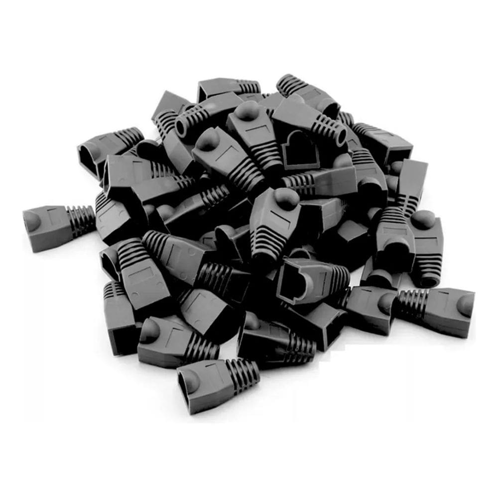 Kit Com 100 Capas Preta Rj45 Rede Cat5e Cat6 Alta Qualidade