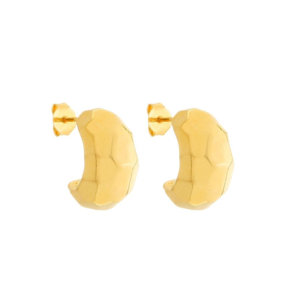 Brinco Dourado De Meia Argola Orgânico Quadrado