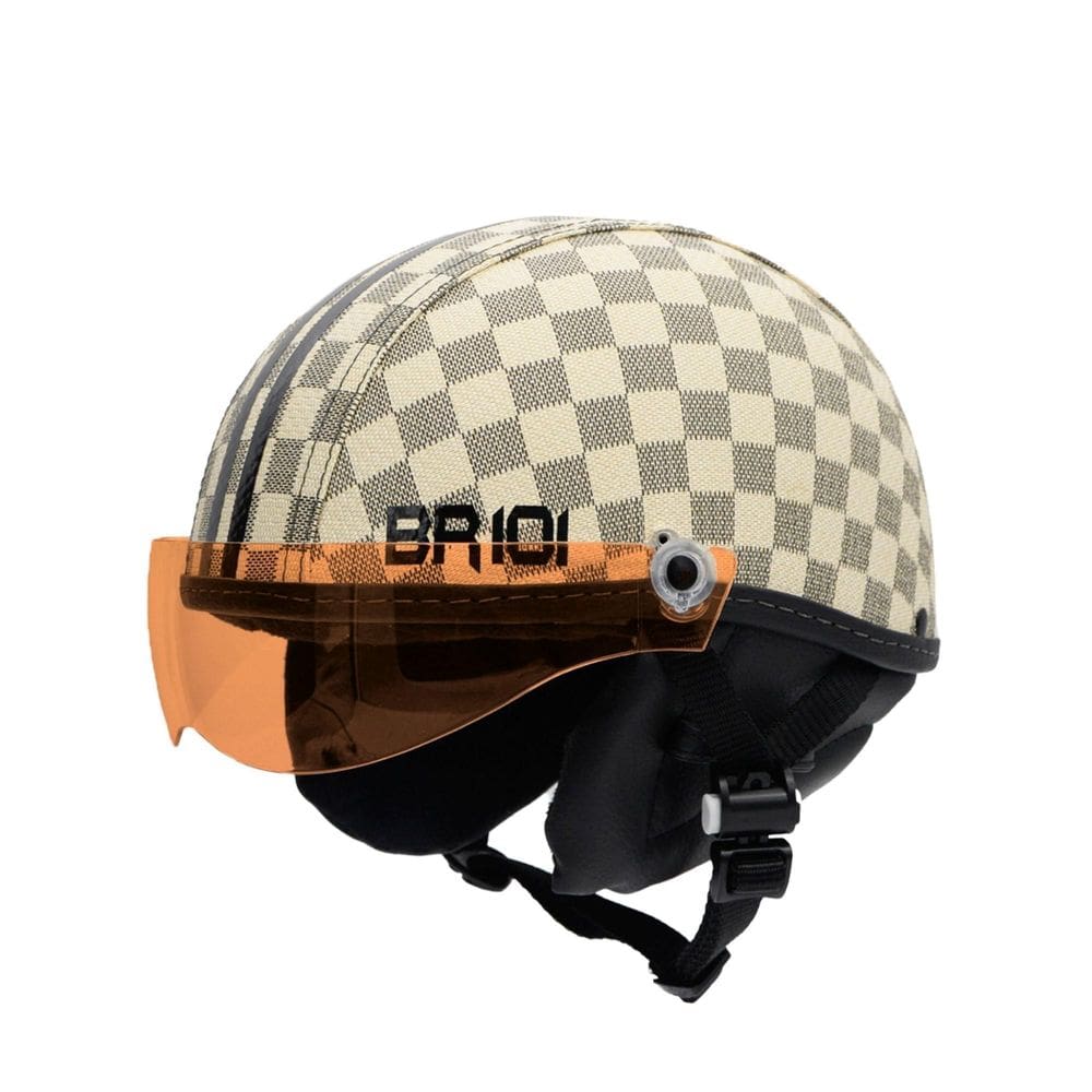 Capacete Bike/Scooter Coquinho Br 101 Xadrez Bege Vision M