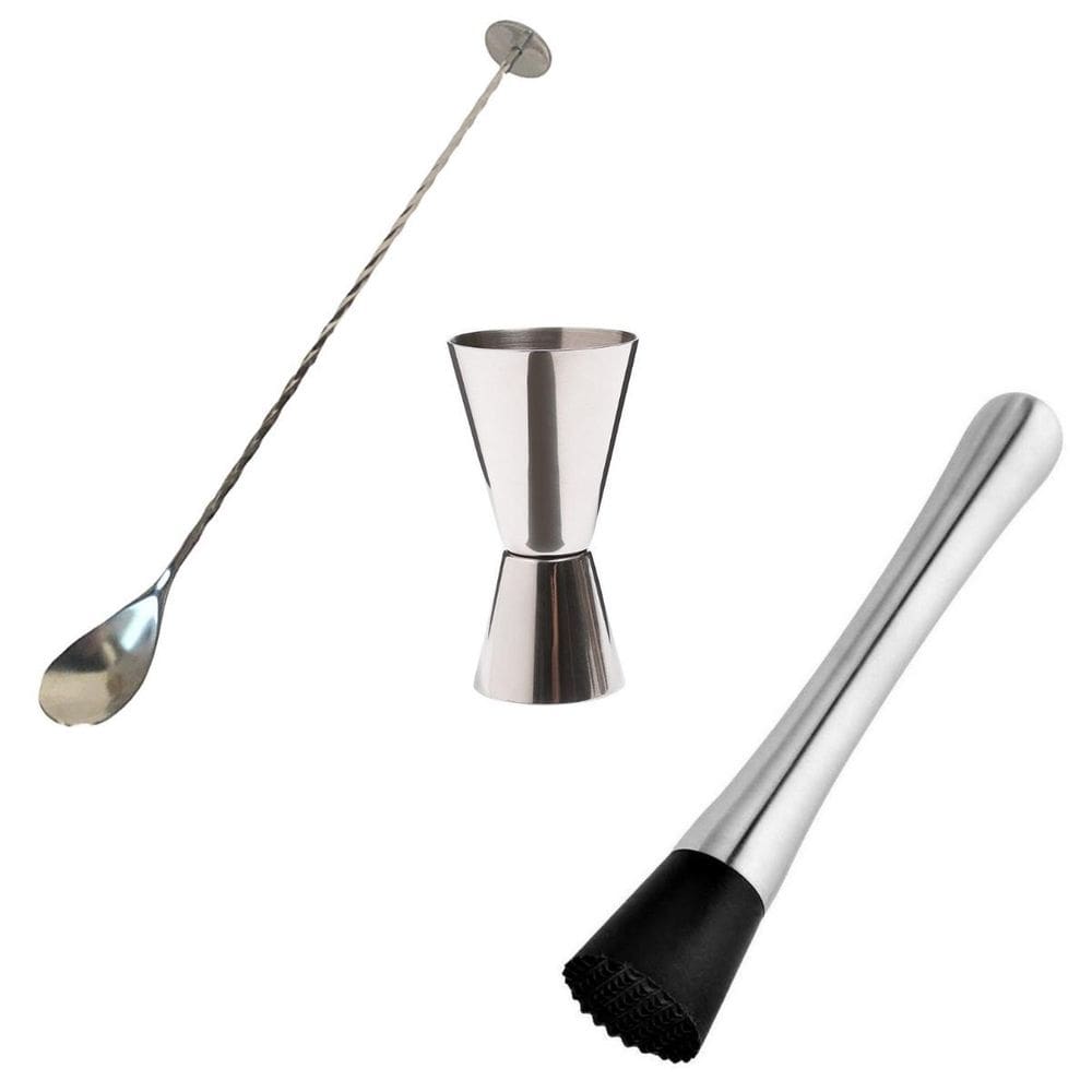 Kit Coquetel Barman Inox 3 Peças