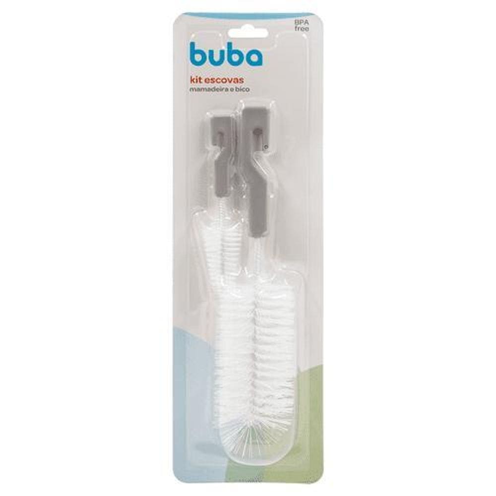 Kit Escovas De Limpeza Para Mamadeira E Bico Cinza , Buba