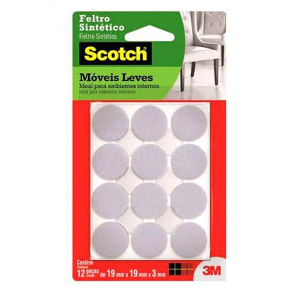 Feltro Adesivo Scotch Branco Redondo P 12 Unidades 3M
