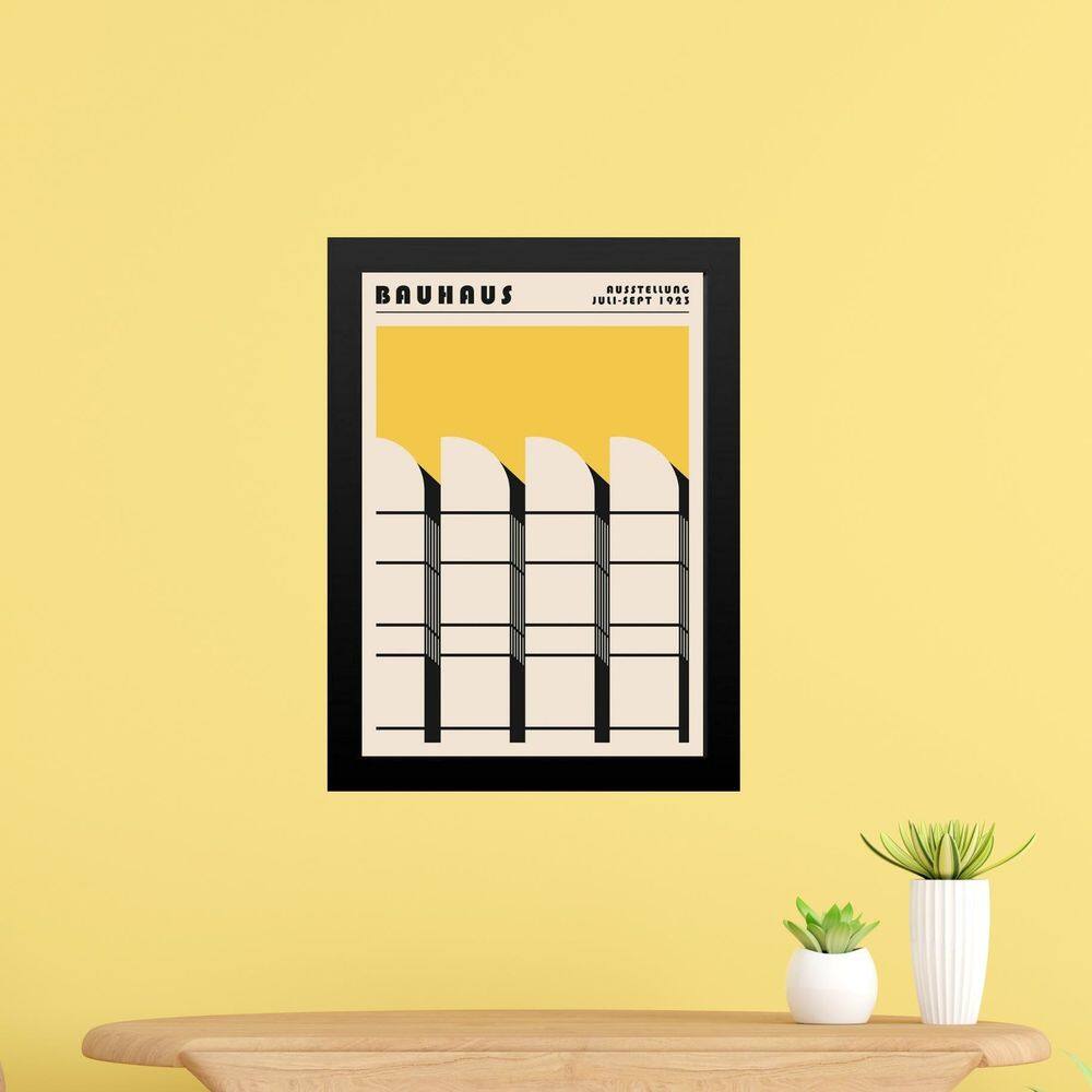 Quadro Bauhaus Amarelo E Preto - Arquitetura 45X34Cm
