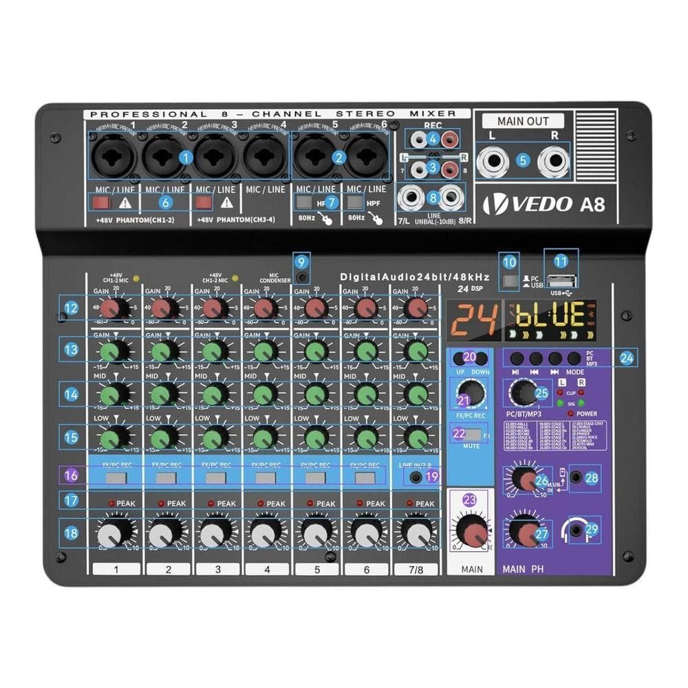 Mesa De Som Teyun A8 8 Canais