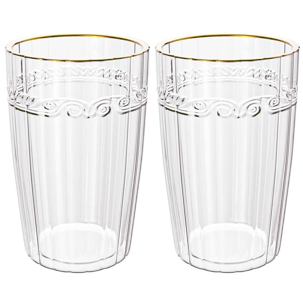 Jogo Copos Cristal Transparente Fio Ouro Imperial 370Ml 2