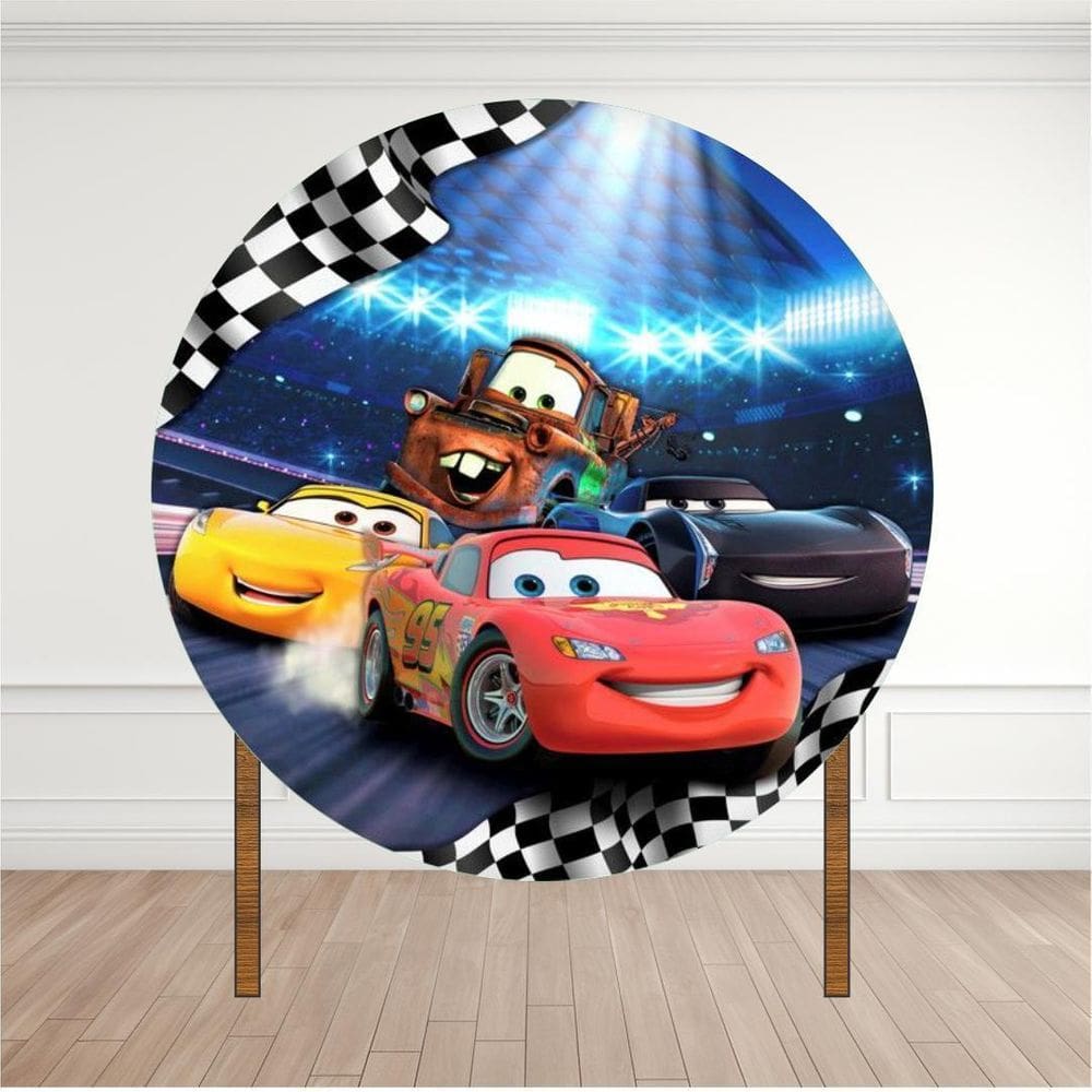 Painel Redondo Lona Fosca 1,20M- Tema Carros