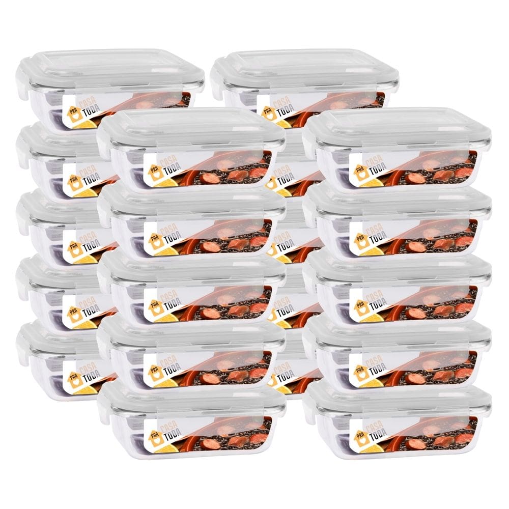 Jogo Com 20 Potes Vidro Tampa Silicone Hermetica 370ml Marmitas