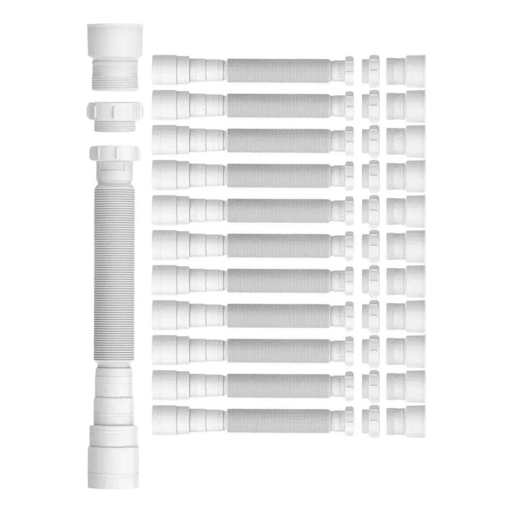 Kit 12 Sifão Sanfonado Flexivel Branco Pia Banheiro Cozinha