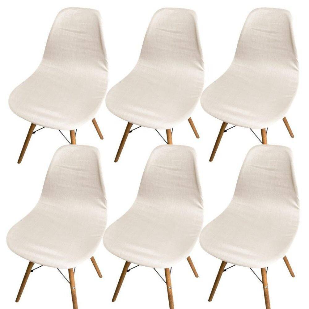 Kit 6 Capa Cadeira Charles Eames Eiffel Pé Palito Malha Lisa