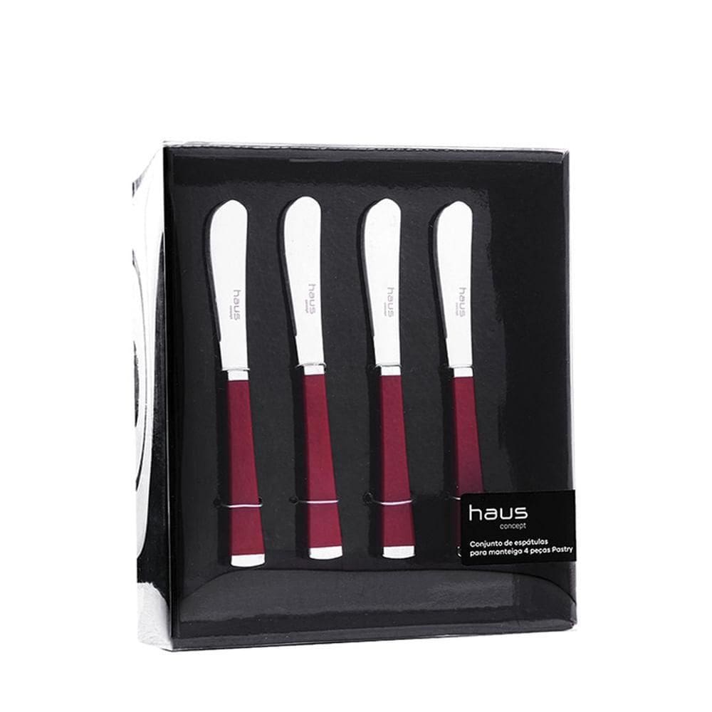 Conjunto De Espátulas Pastry 4 Peças Vermelha Haus