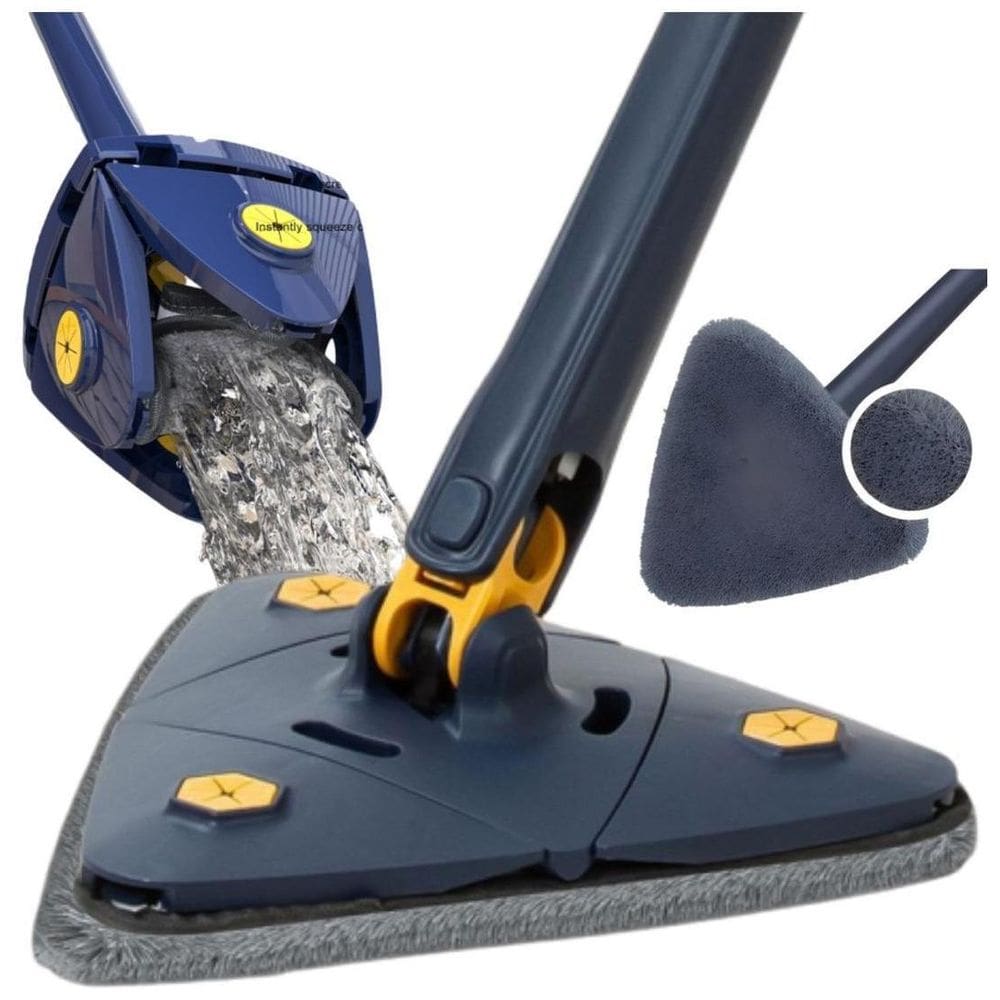 Esfregão Giratório 360 Rodo Mop Triangular Azul 130cm
