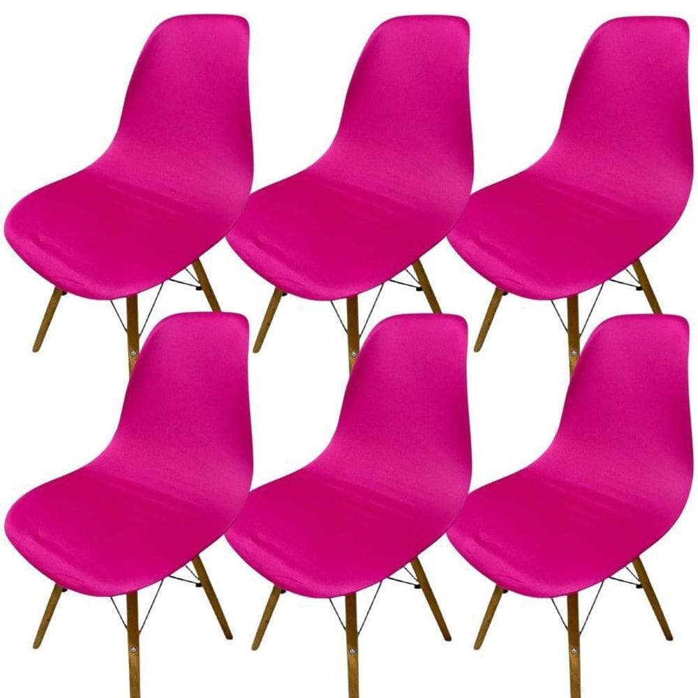 Kit 6 Capa Cadeira Charles Eames Eiffel Pé Palito Malha Lisa