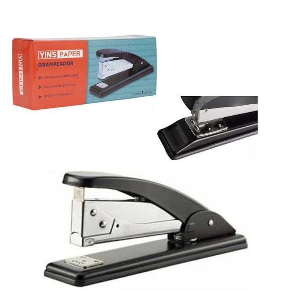 Grampeador Grande De Mesa Metal Para 25 Folhas Reforçado