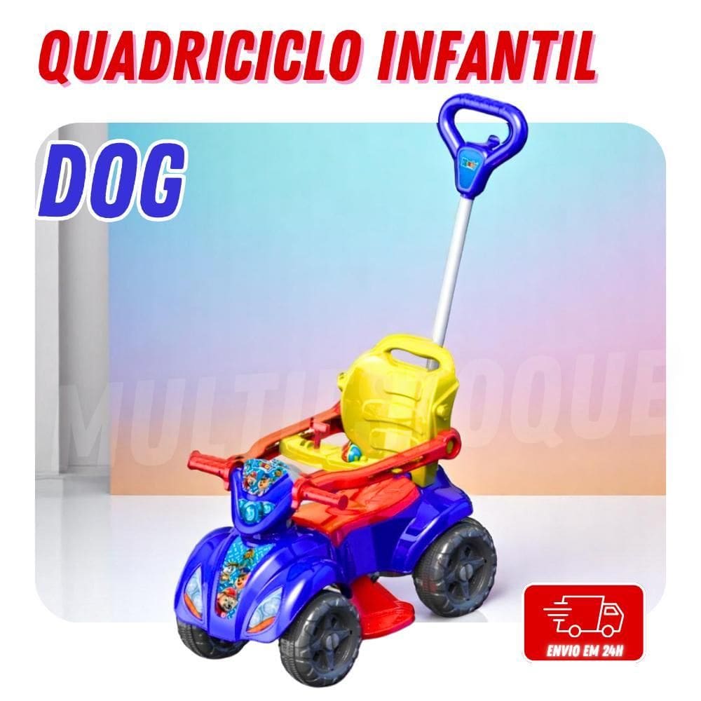 Quadriciclo Infantil Azul Em Formato De Cachorro - Menino