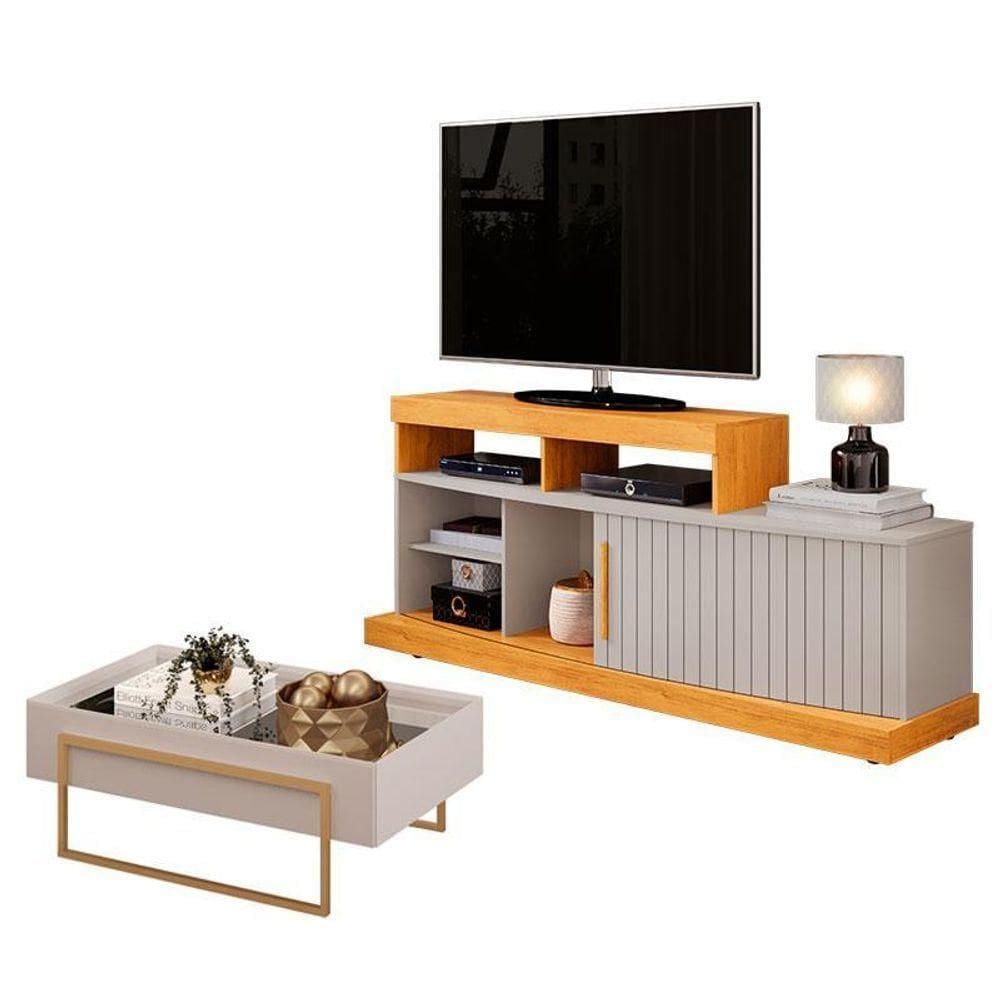 Rack Bancada Valle Com Mesa De Centro Petri Cedro Bali – Dj Móveis