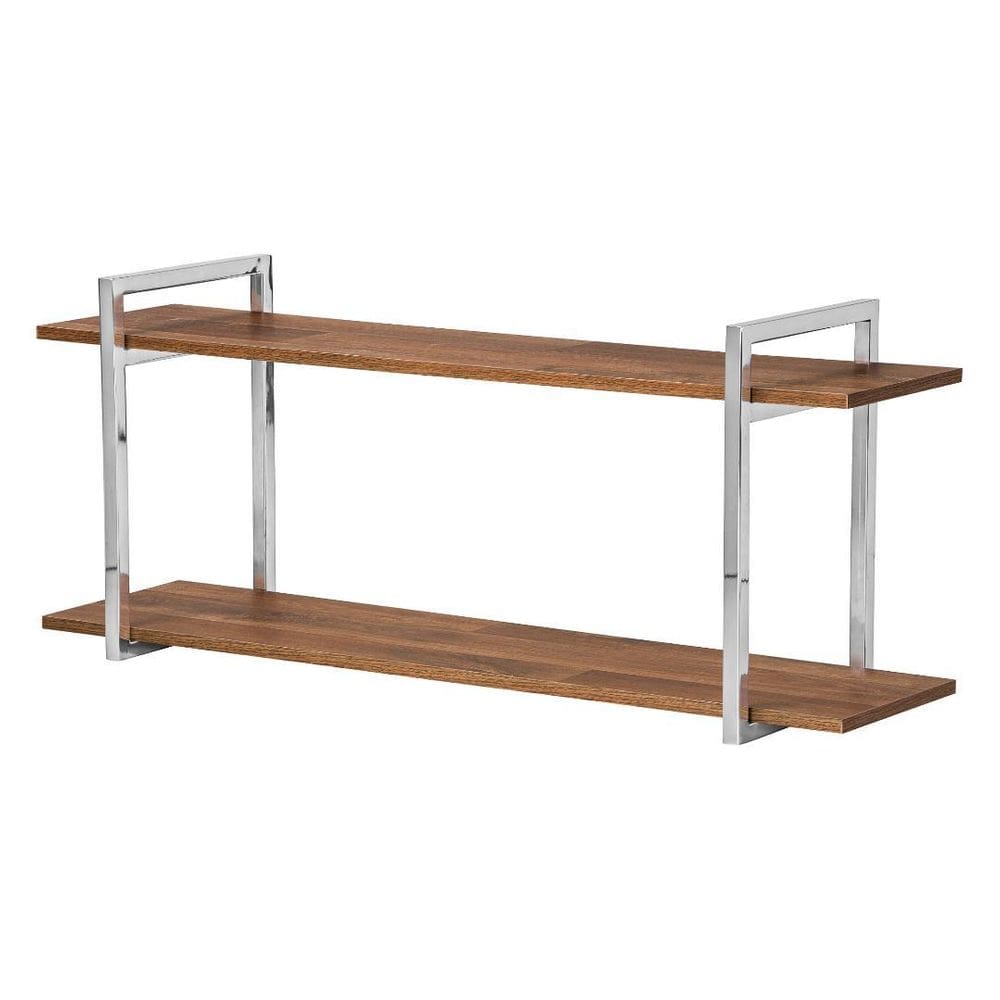 Nicho Sala E Quarto Cromado Com Prateleiras Amadeirado 60Cm