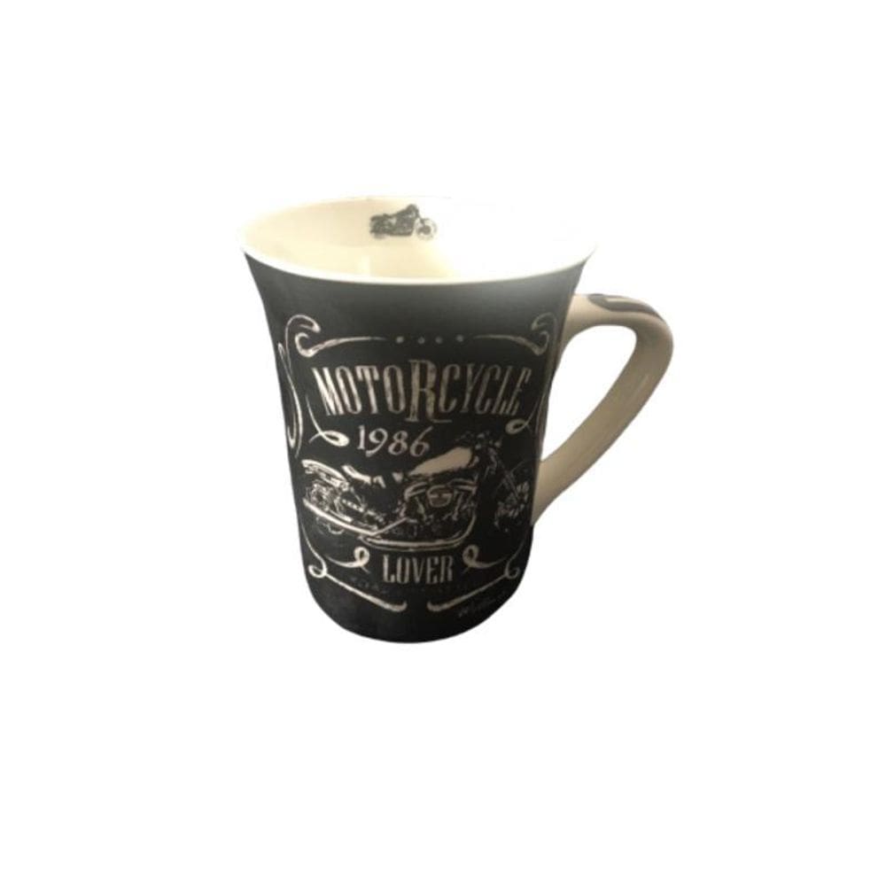 Caneca Cerâmica Motorcycle Preta/Branca 320Ml Wellmix