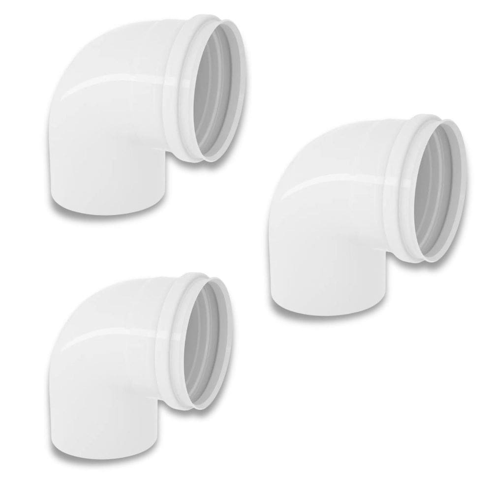 Kit 3 Cotovelos Joelho Esgoto Pvc 90 Graus Branco 100Mm
