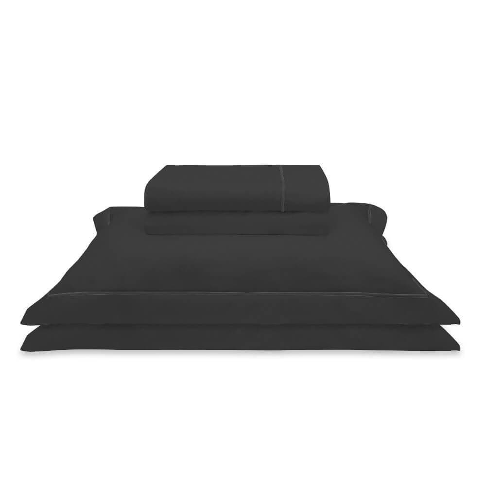 Jogo De Cama Casal 300 Fios Lazio Kacyumara Preto Preto