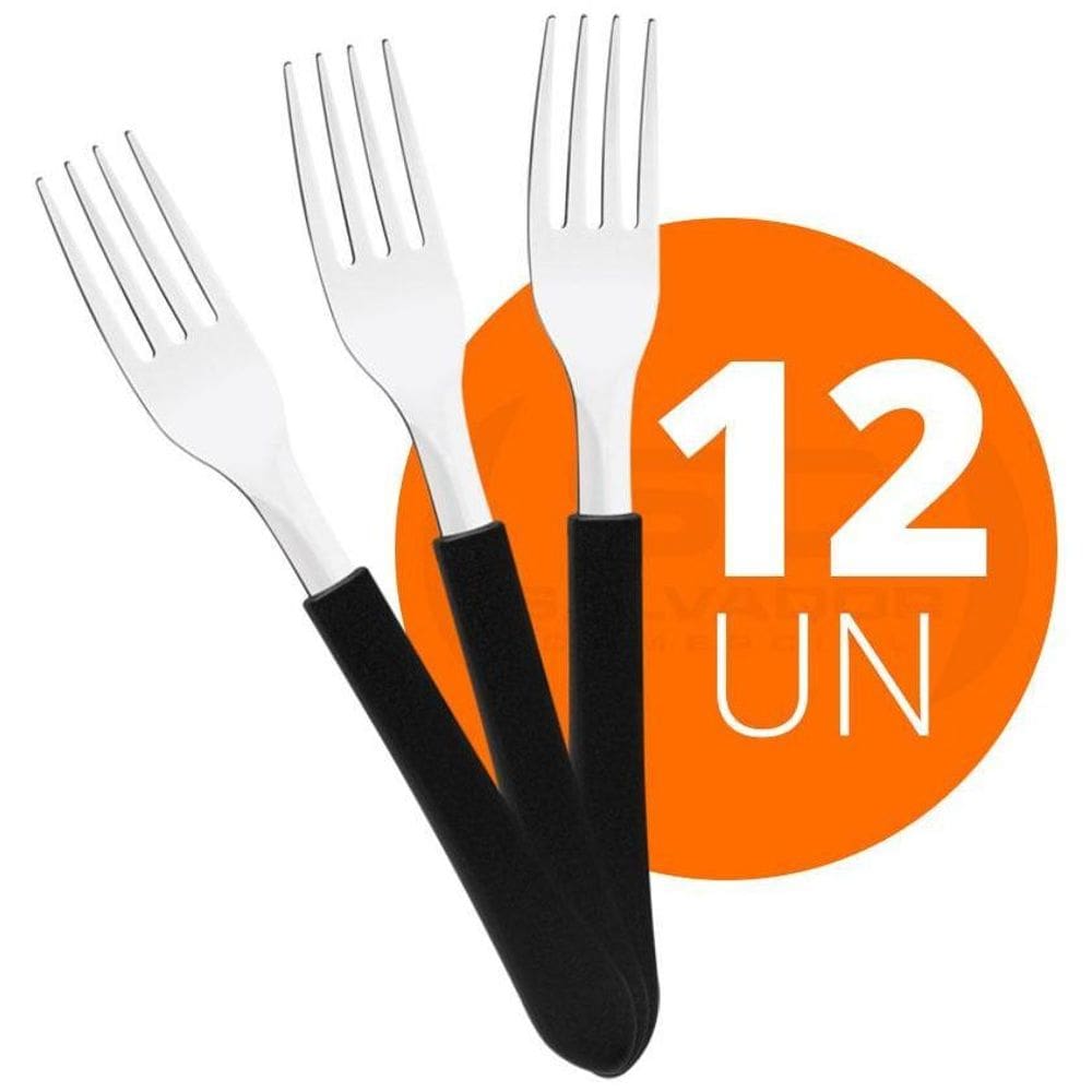 12 Garfos Mesa Leme Lâmina Aço Inox Preto Gpbag Tramontina