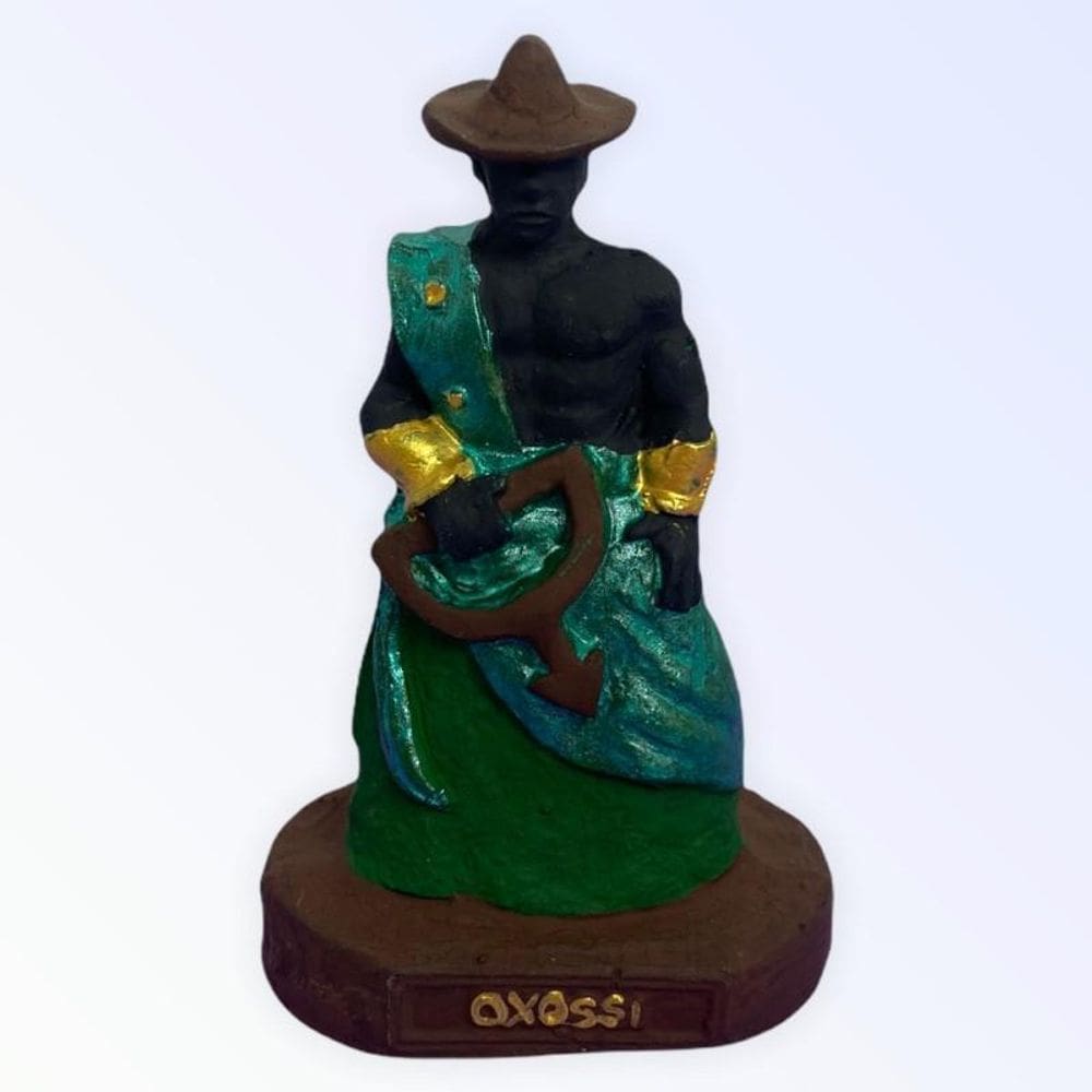 Escultura Orixá Oxóssi Em Resina 10 Cm Umbanda Candomblé