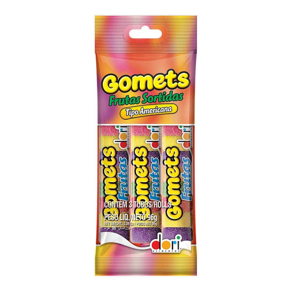 Bala de Goma Dori Tubo Frutas 96g com 3 Unidades