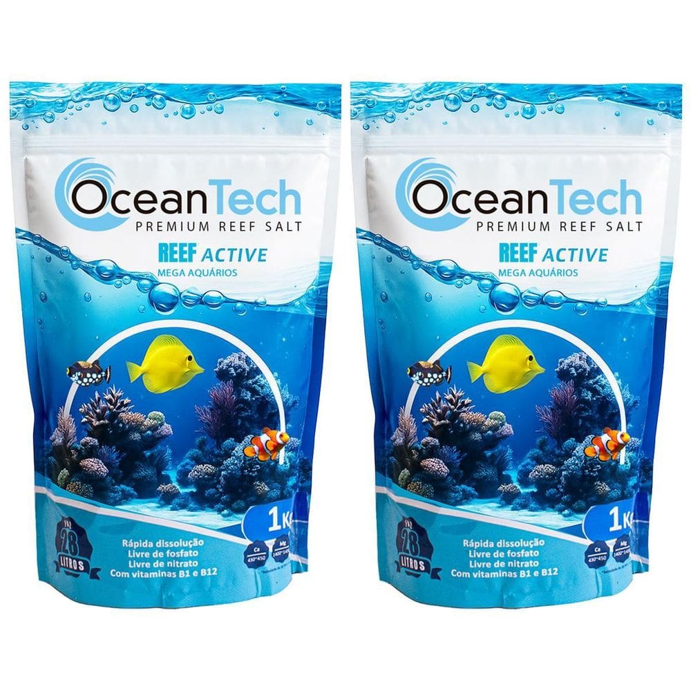 Sal Ocean Tech Para Aquário Marinho 2Kg Reef Active Completo