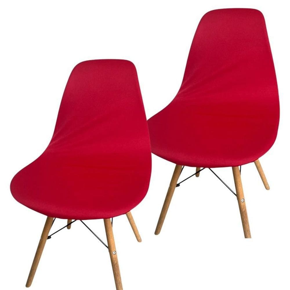 Kit 2 Capa Cadeira Charles Eames Eiffel Pé Palito Malha Lisa