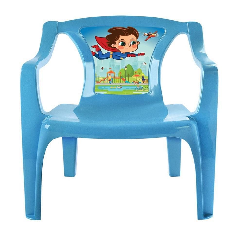 Cadeira Poltrona Infantil Super Heroi Plastica Azul Arqplast
