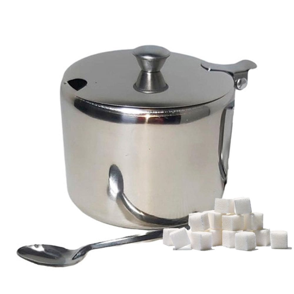 Açucareiro Aço Inox Com Tampa E Colher 150G