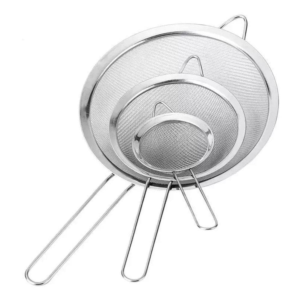 Kit Peneira Em Inox Com 3 Peças