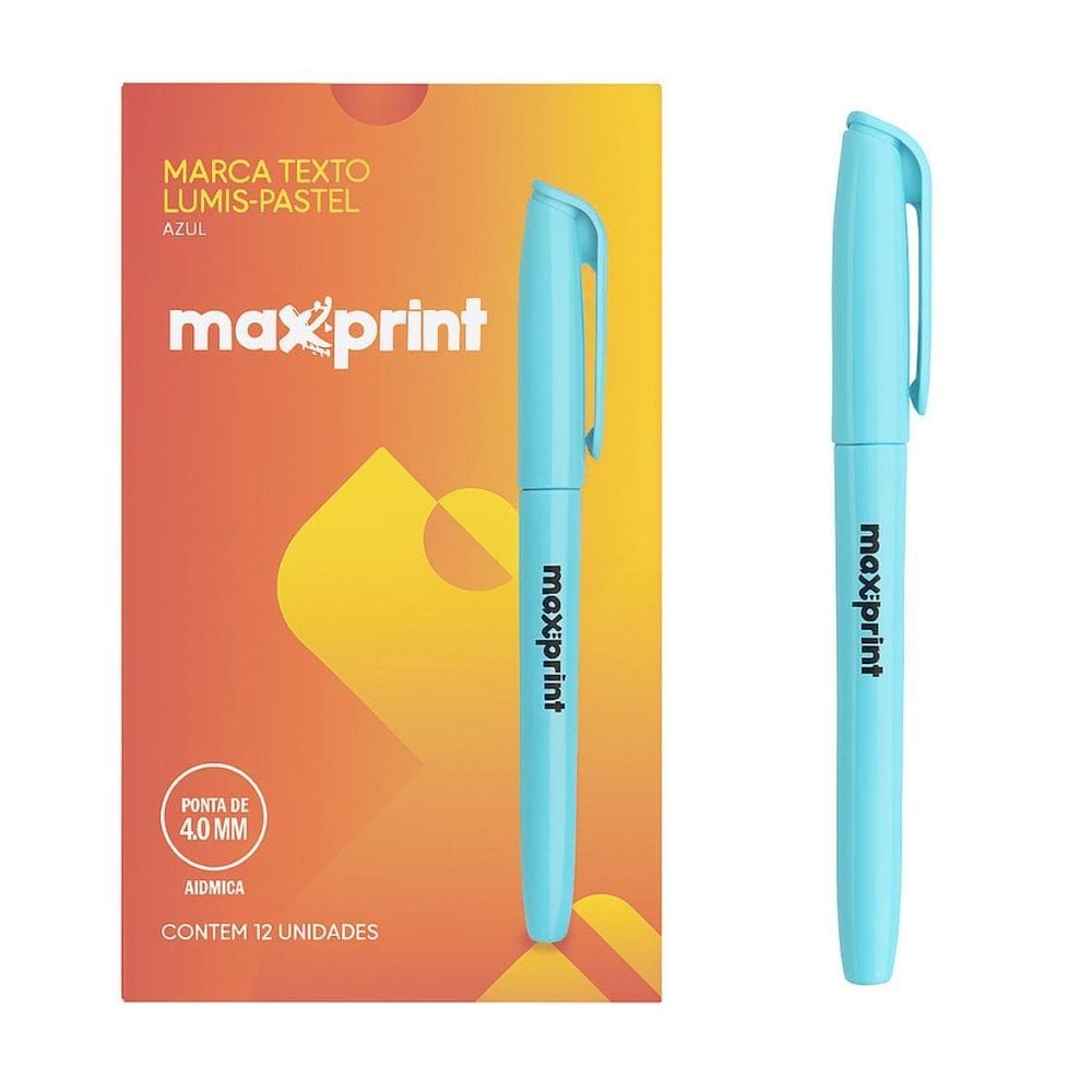 Caneta Marca Texto Azul Pastel Lumis Pastel Maxprint Unidade