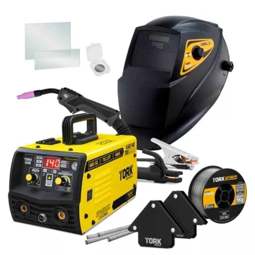 Combo Maquina Solda Mig Sem Gas Biv+ 4 Esquadro + Máscara