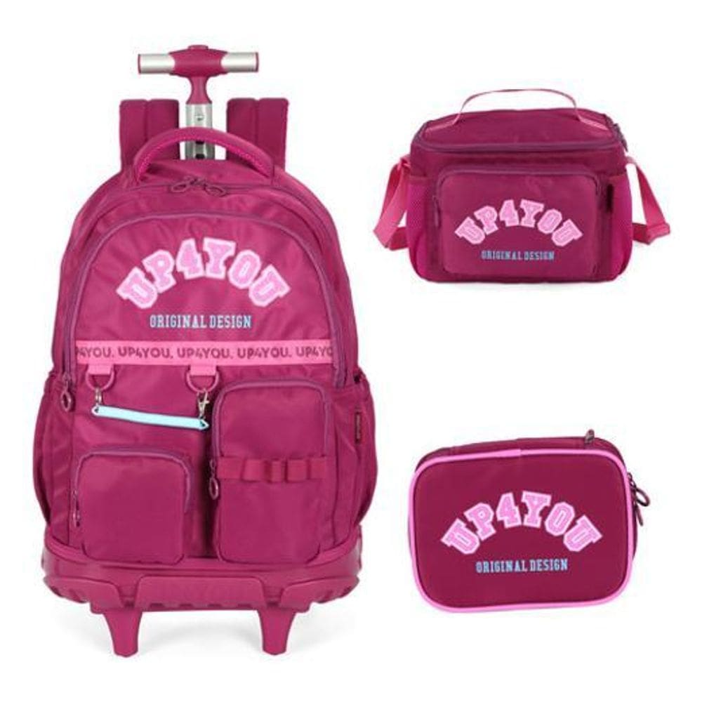 Kit Mochila Rodinhas Lancheira E Estojo  Up4You