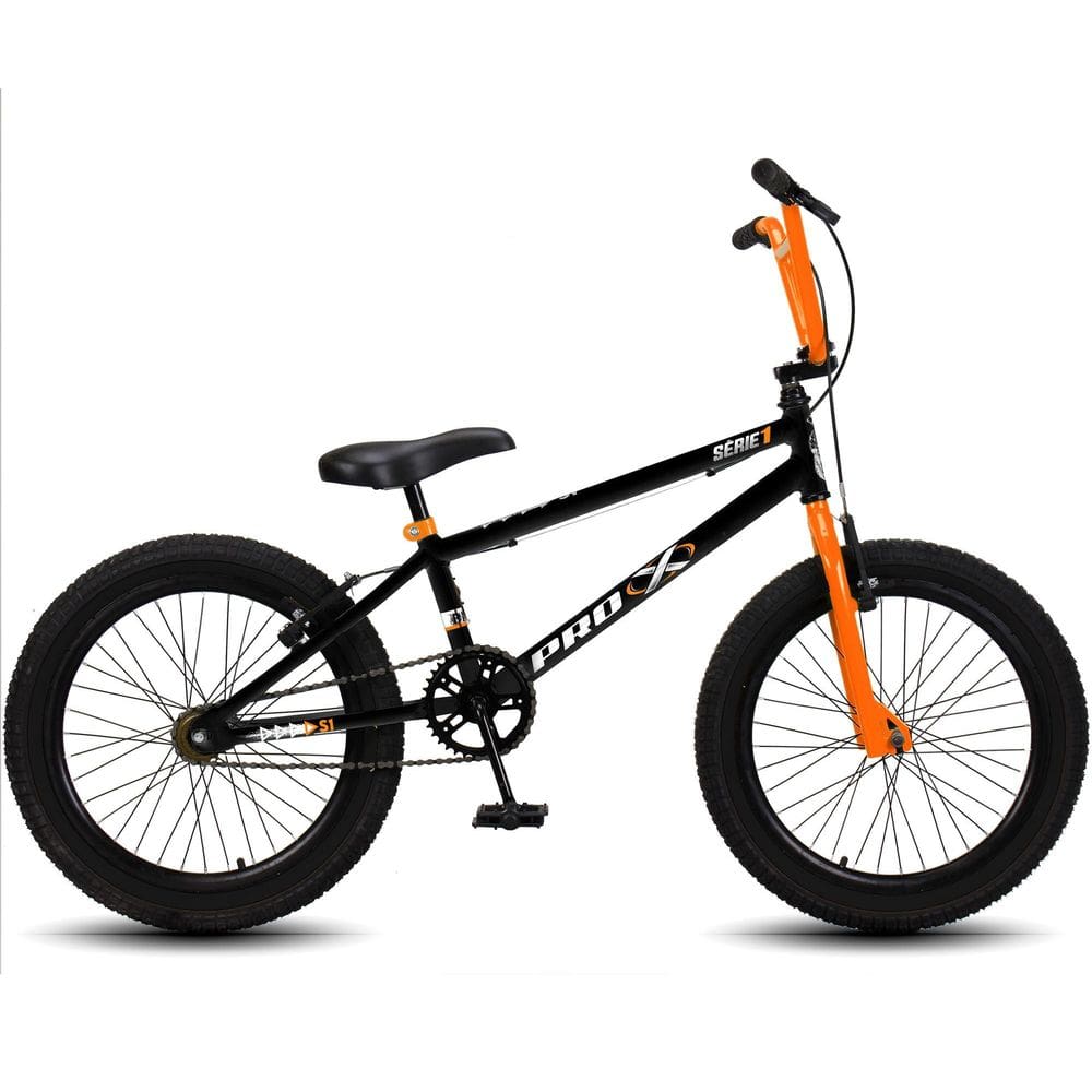 Bicicleta Aro 20 Bmx Pro-X Infantil Série 1 Aro Preto+Laranj