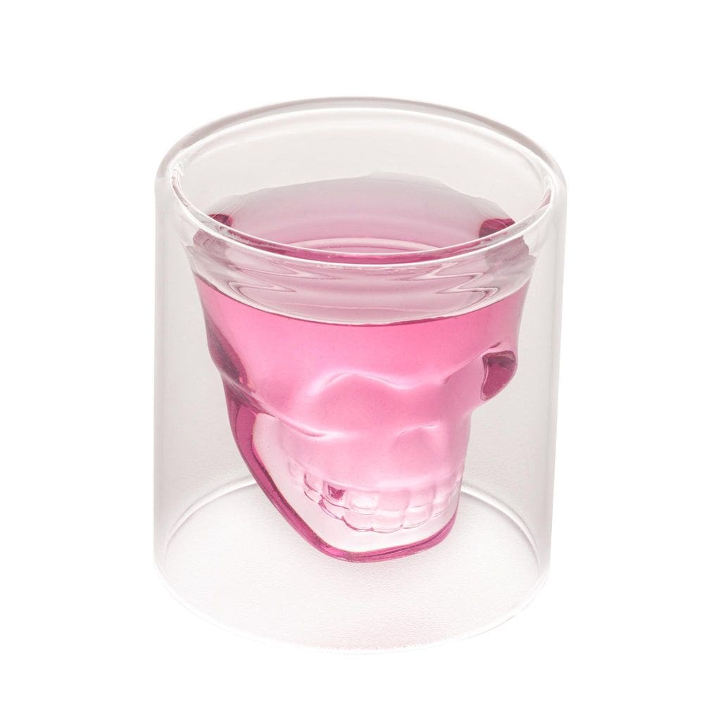 Cj 2 Copos P/Cha Dupla Parede De Vidro Borossilicato Resistente A Calor Skull 154Ml