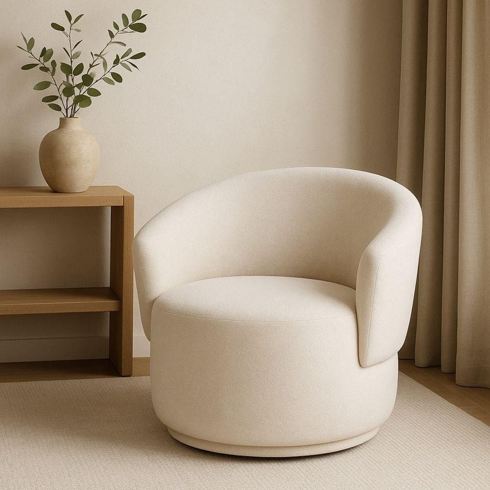 Poltrona Orgânica Redonda Para Sala Quarto Recepção Liz Confortável Elegante Bouclê