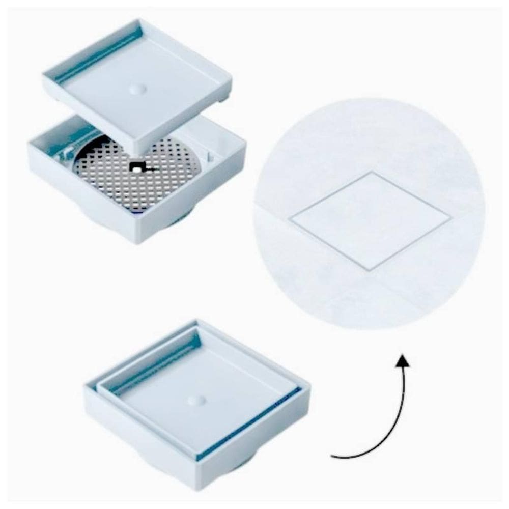 Ralo 10X10 Oculto Seca Piso Porcelanato Inteligente Branco