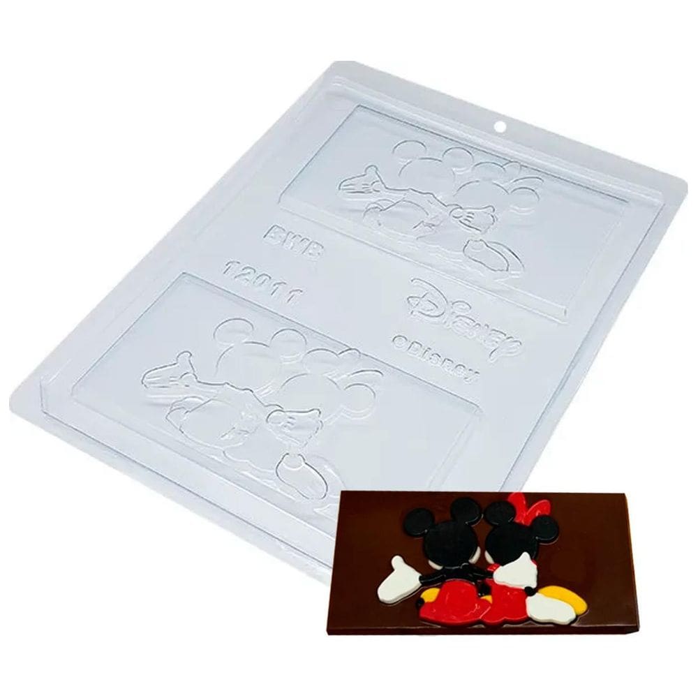 10Un Formas Acetato Mickey E Minnie Abraçados Chocolate Bwb