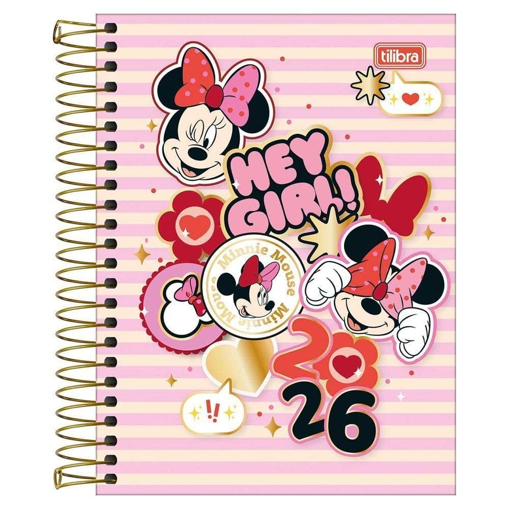 Agenda Diária 2026 Esp M4 Minnie Mouse Listras Tilibra
