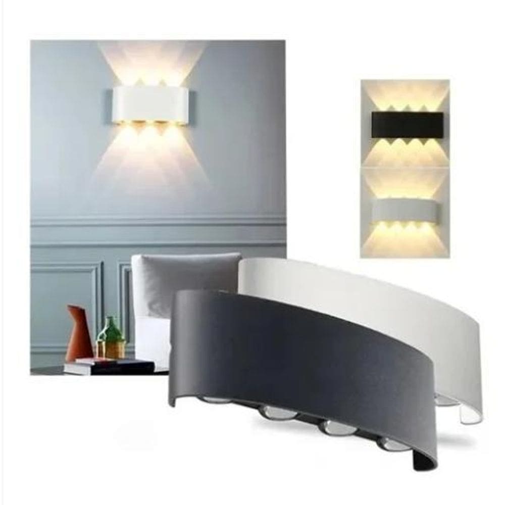 Luminaria Arandela 6 Leds Meia Lua 9W Bivolt Externa Preta