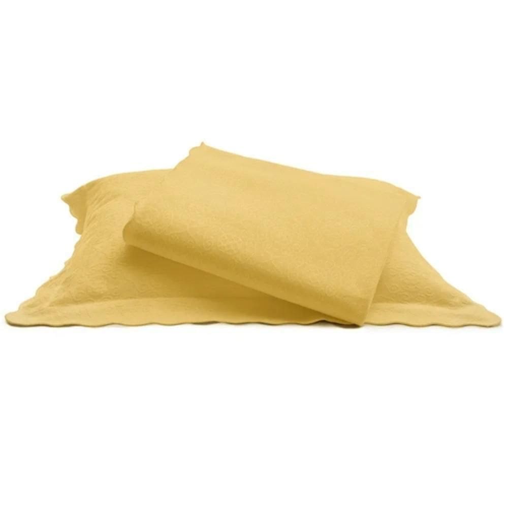 Colcha Piquet Casal Tognato Capela 100%Algodão Amarelo Curry