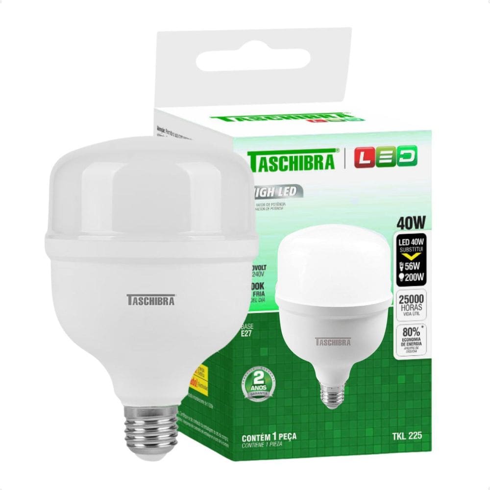Lâmpada High Led 40W Bivolt E27 4000K Luz Neutra Taschibra