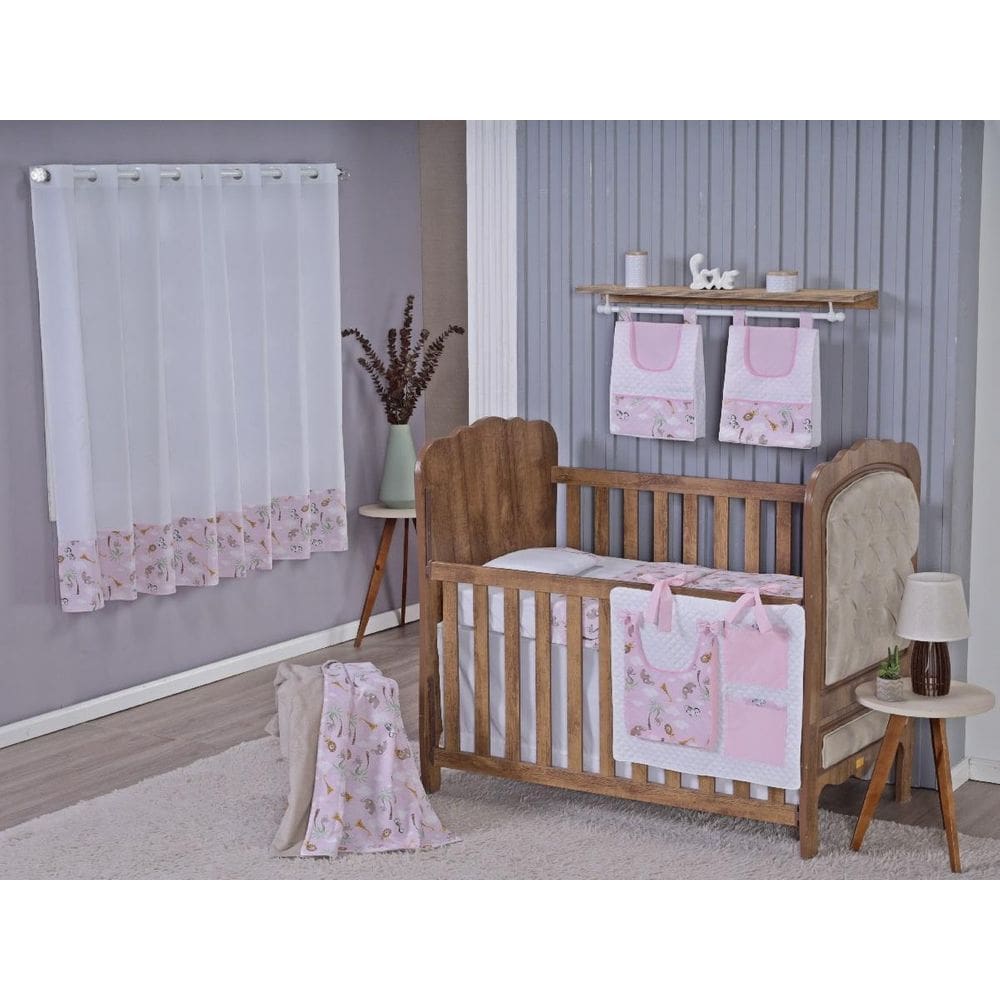 Enxoval Bebe Kit Berço Americano Cortina Algodão Menino