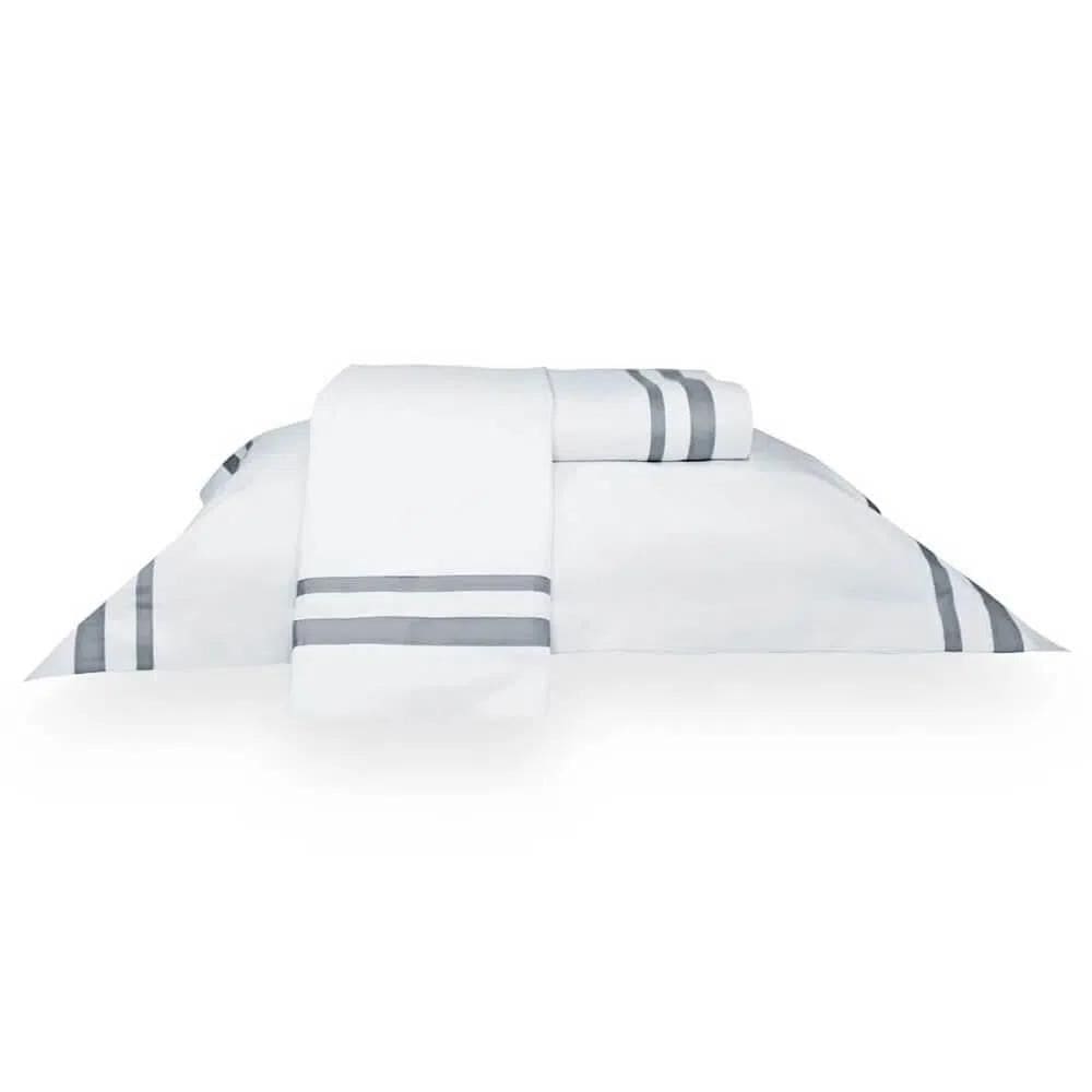Jogo De Cama Queen Davos - Marken Fassi Branco / Cinza